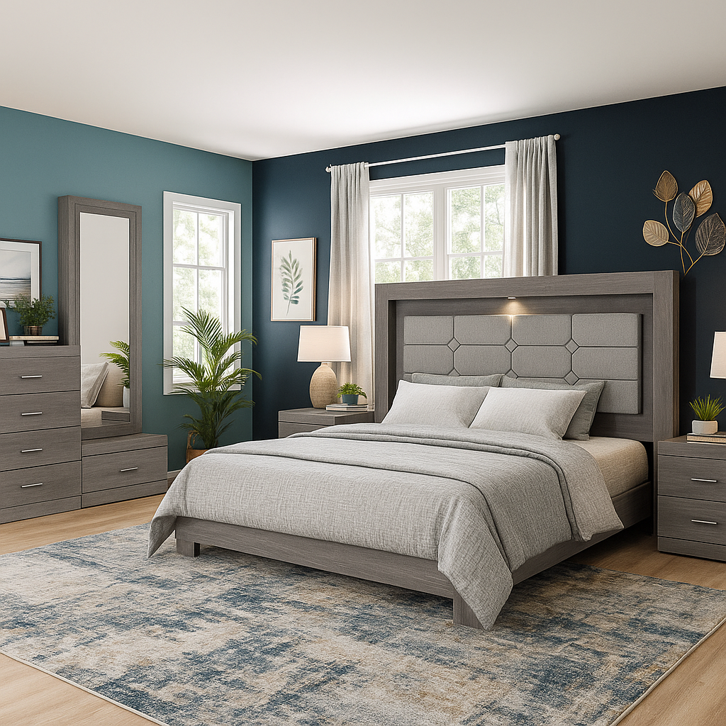 Recámara King Size de 5 piezas Mobli - Gris