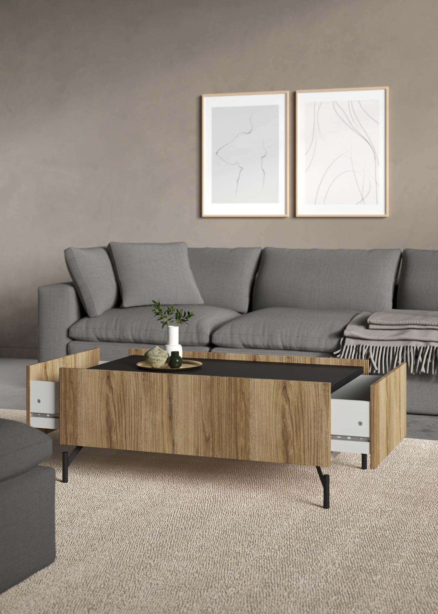 Mesa Bergen - Roble y Negro - Tugow