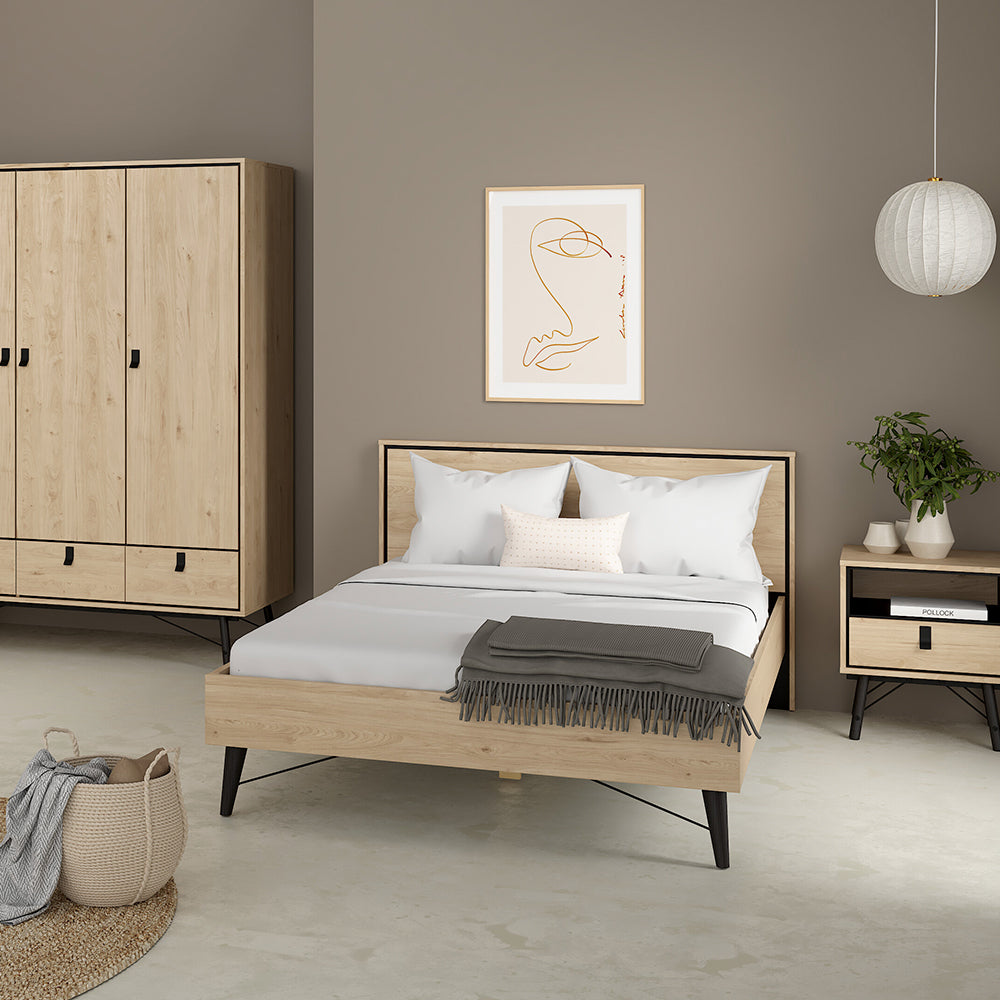 Cama Matrimonial Ry - Roble y Negro - Tugow