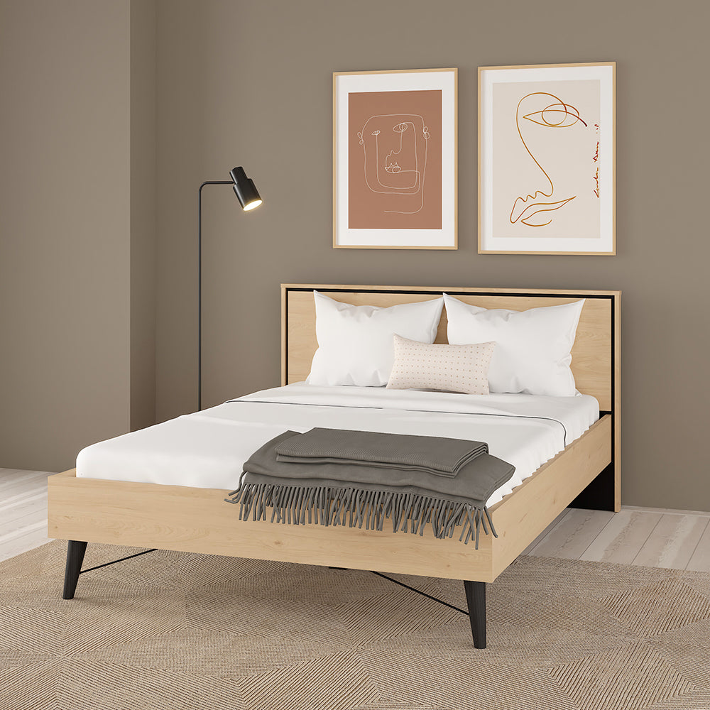 Cama Matrimonial Ry - Roble y Negro - Tugow
