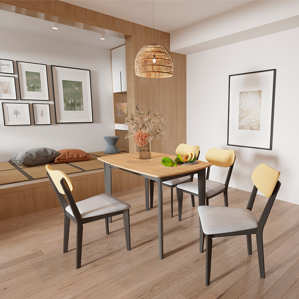 Comedor Aegon con 4 sillas - Negro, Madera, Gris - Tugow