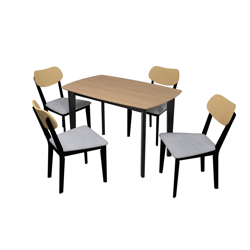 Comedor Aegon con 4 sillas - Negro, Madera, Gris - Tugow