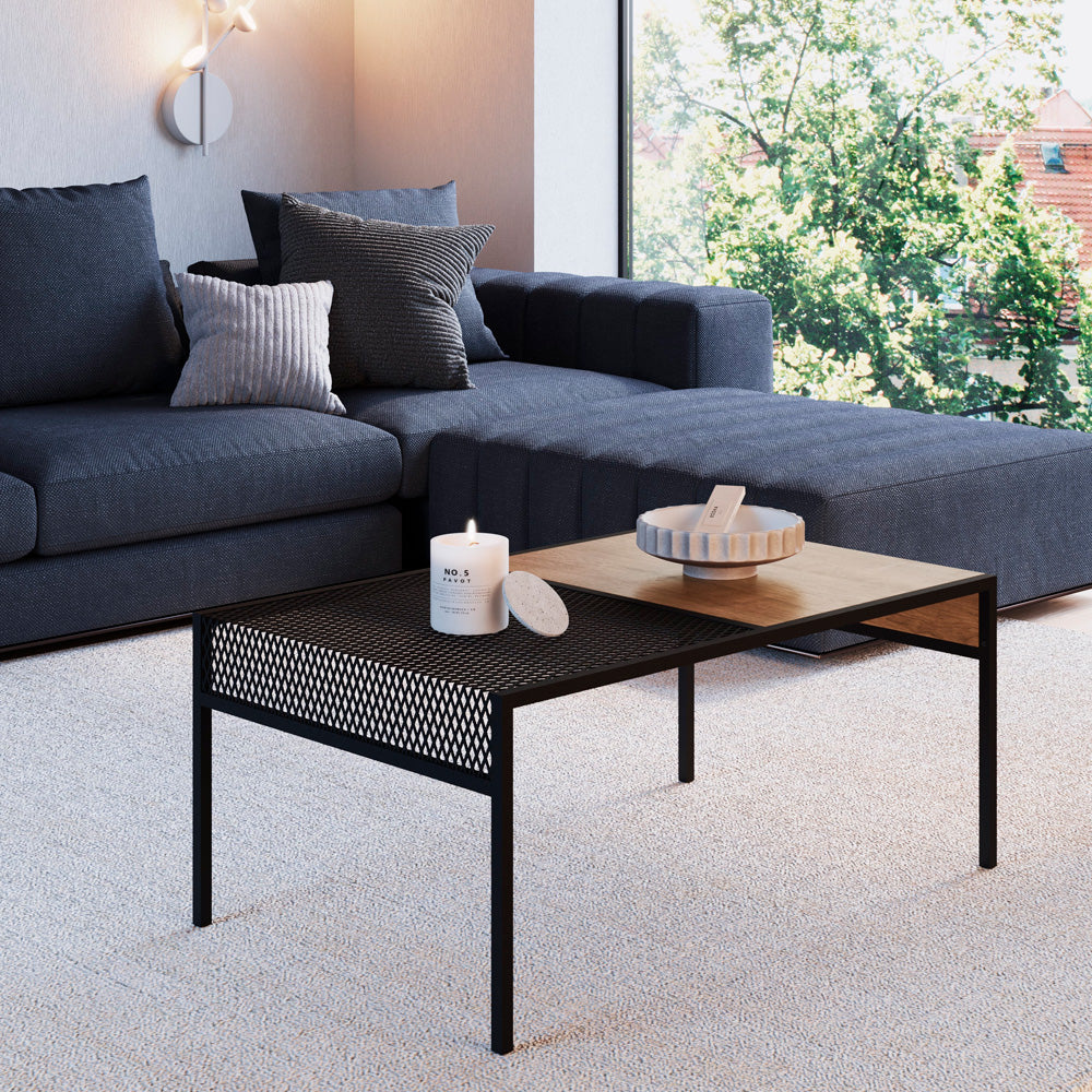 Mesa de centro Anurak - Negro y Color Madera - Tugow