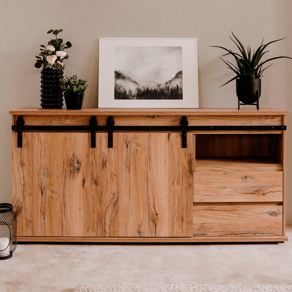Credenza Apfel - Color Madera y Negro - Tugow