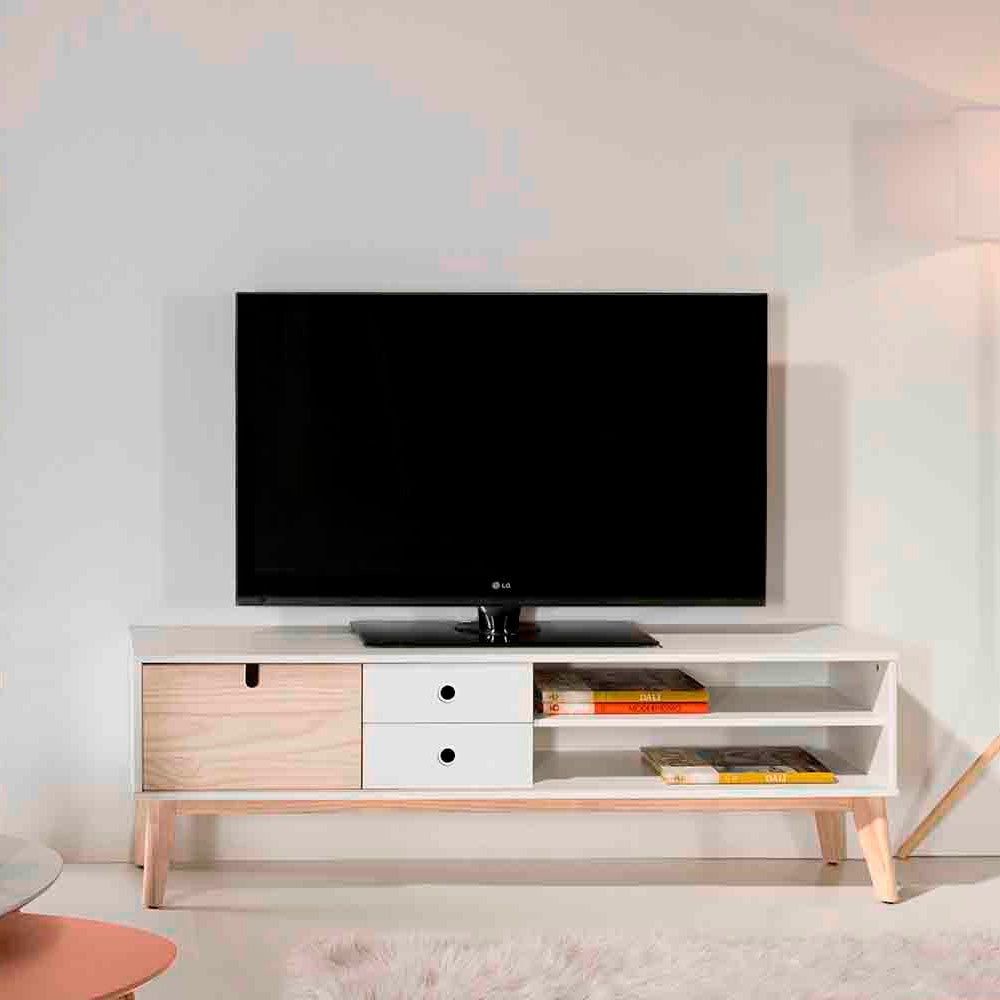 Mueble para tv Aquila - Color Madera y Blanco - Tugow