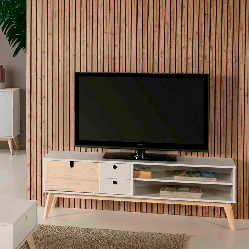 Mueble para tv Aquila - Color Madera y Blanco - Tugow
