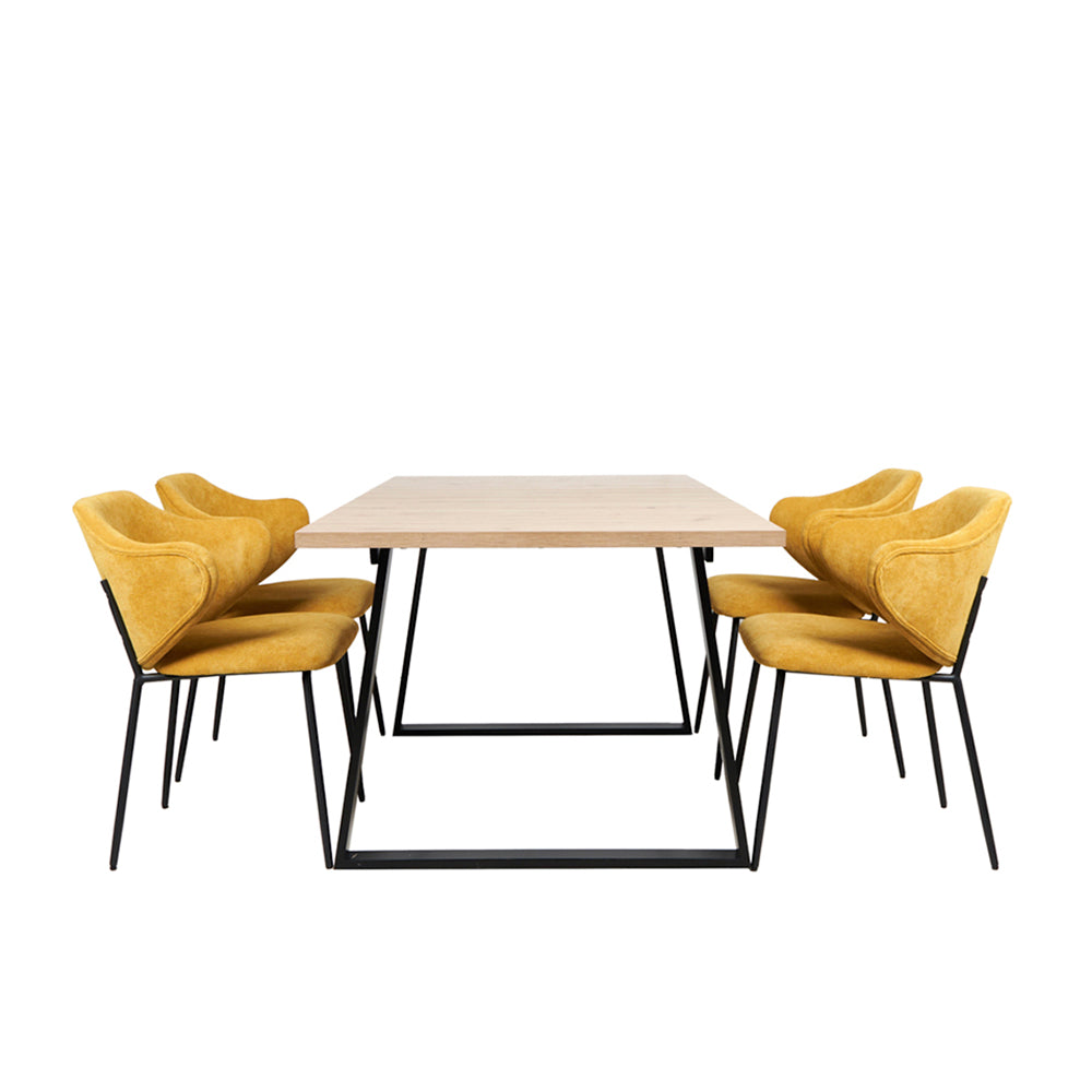 Mesa Aran Madera con 4 Sillas Suanna Mostaza - Tugow