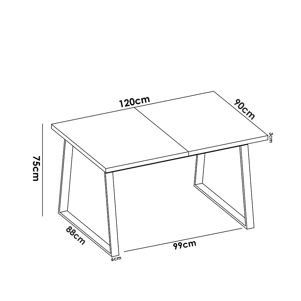 Mesa de Comedor Extensible Aran - Color madera y Negro - Tugow