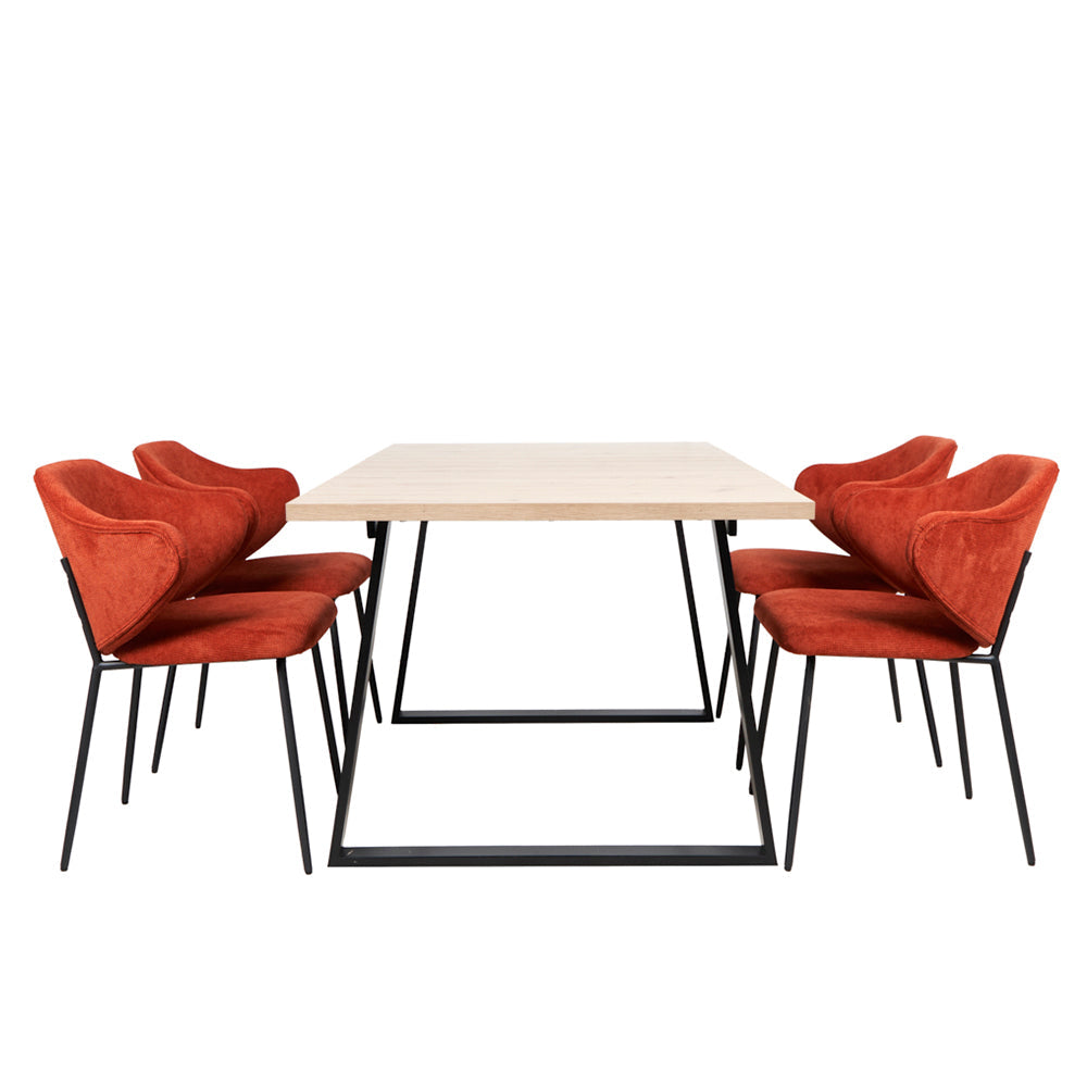 Mesa Aran Madera con 4 Sillas Suanna Roja - Tugow