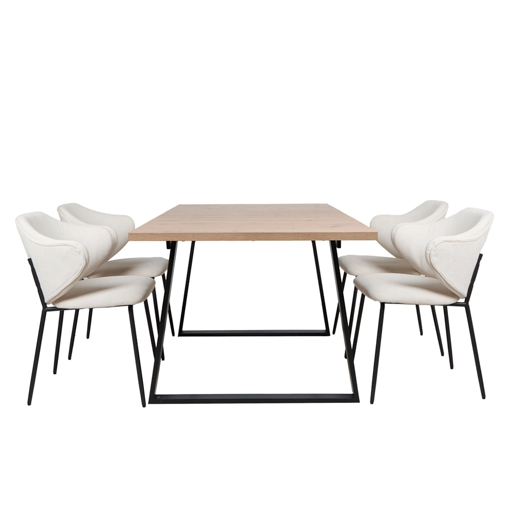 Mesa Aran Madera con 4 Sillas Suanna Beige - Tugow