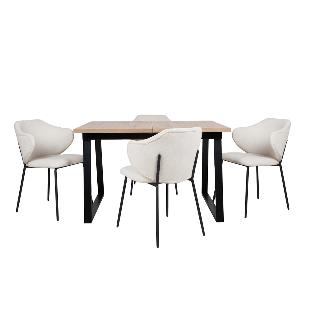 Mesa Aran Madera con 4 Sillas Suanna Beige - Tugow