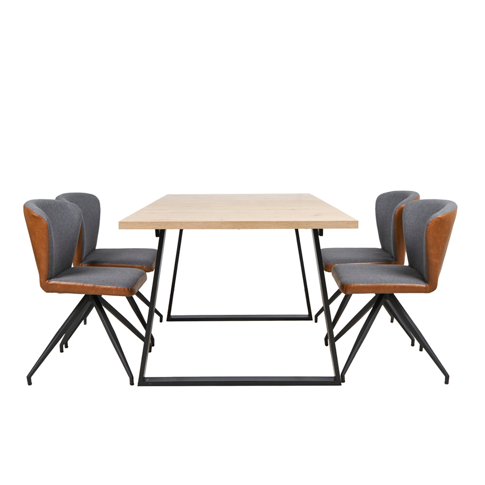 Mesa Aran Madera con 4 Sillas Vigo Gris y Café - Tugow