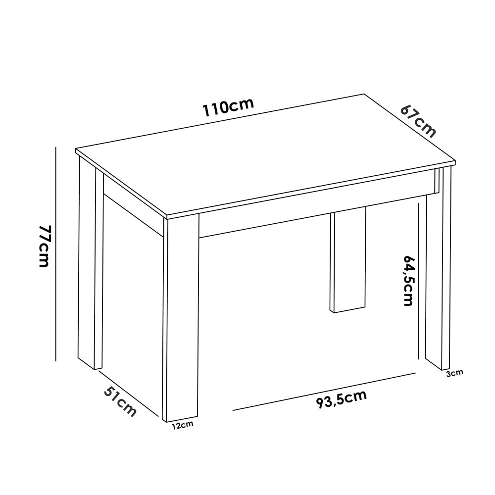 Mesa auxiliar Aspen - Blanco y Color madera - Tugow