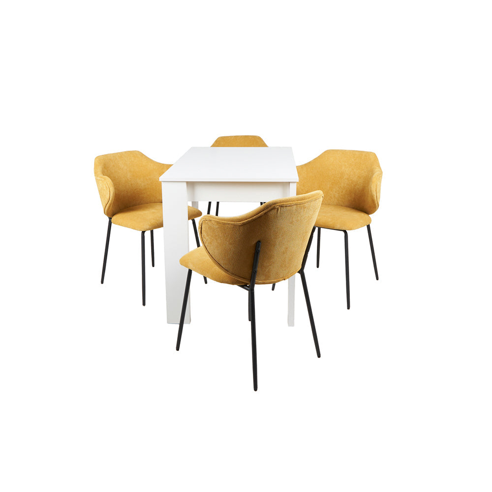 Mesa Aspen con 4 Sillas Suanna Mostaza - Tugow