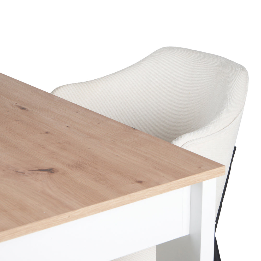 Mesa Aspen Roble y Blanco con 4 Sillas Suanna Beige - Tugow