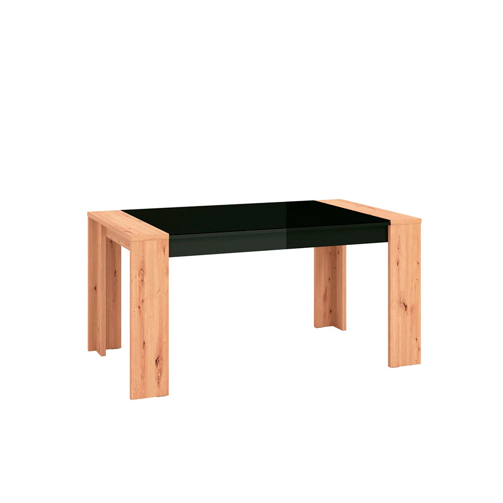Mesa de comedor Asteria - Negro Brillante y Color Madera - Tugow