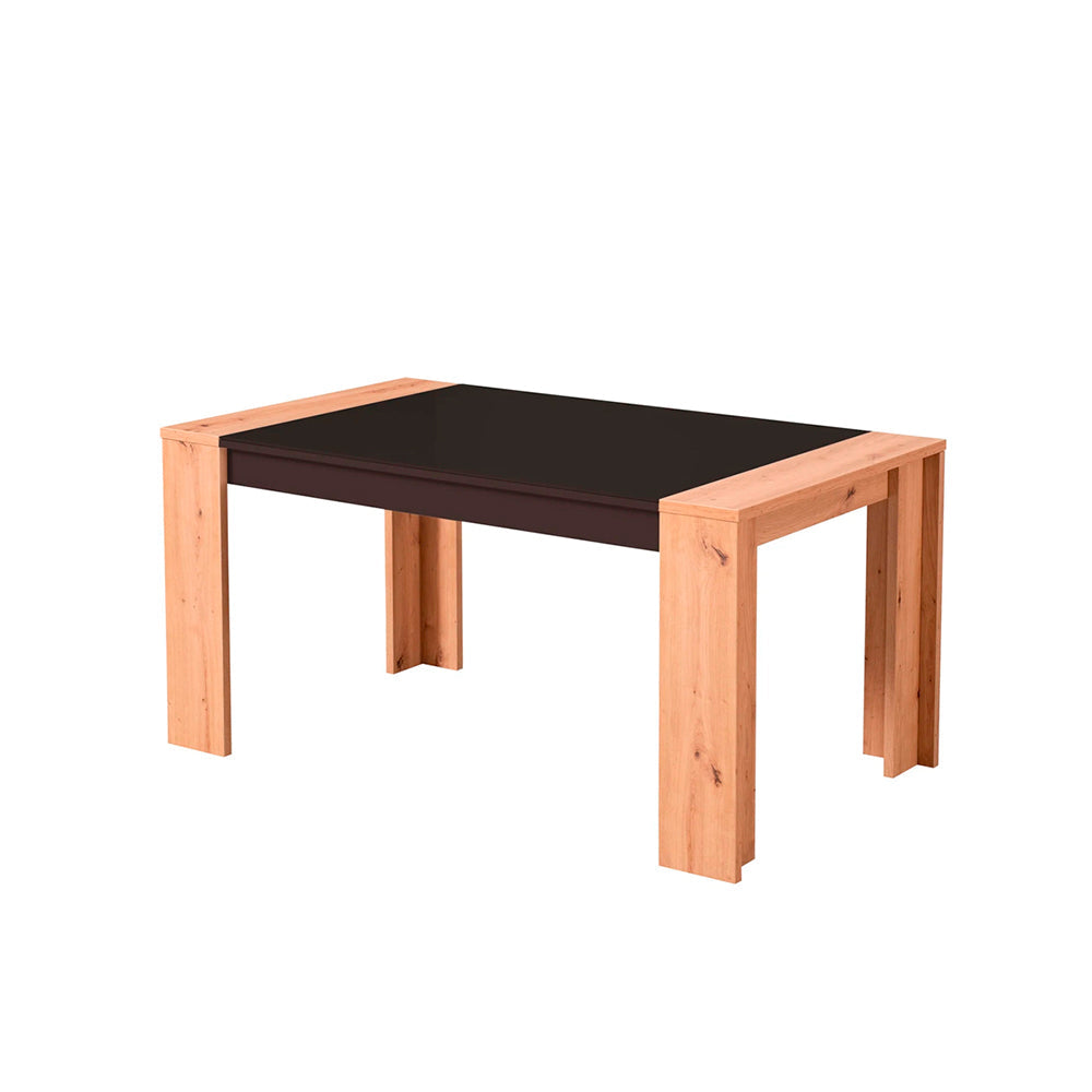 Mesa de comedor Asteria - Negro Brillante y Color Madera - Tugow