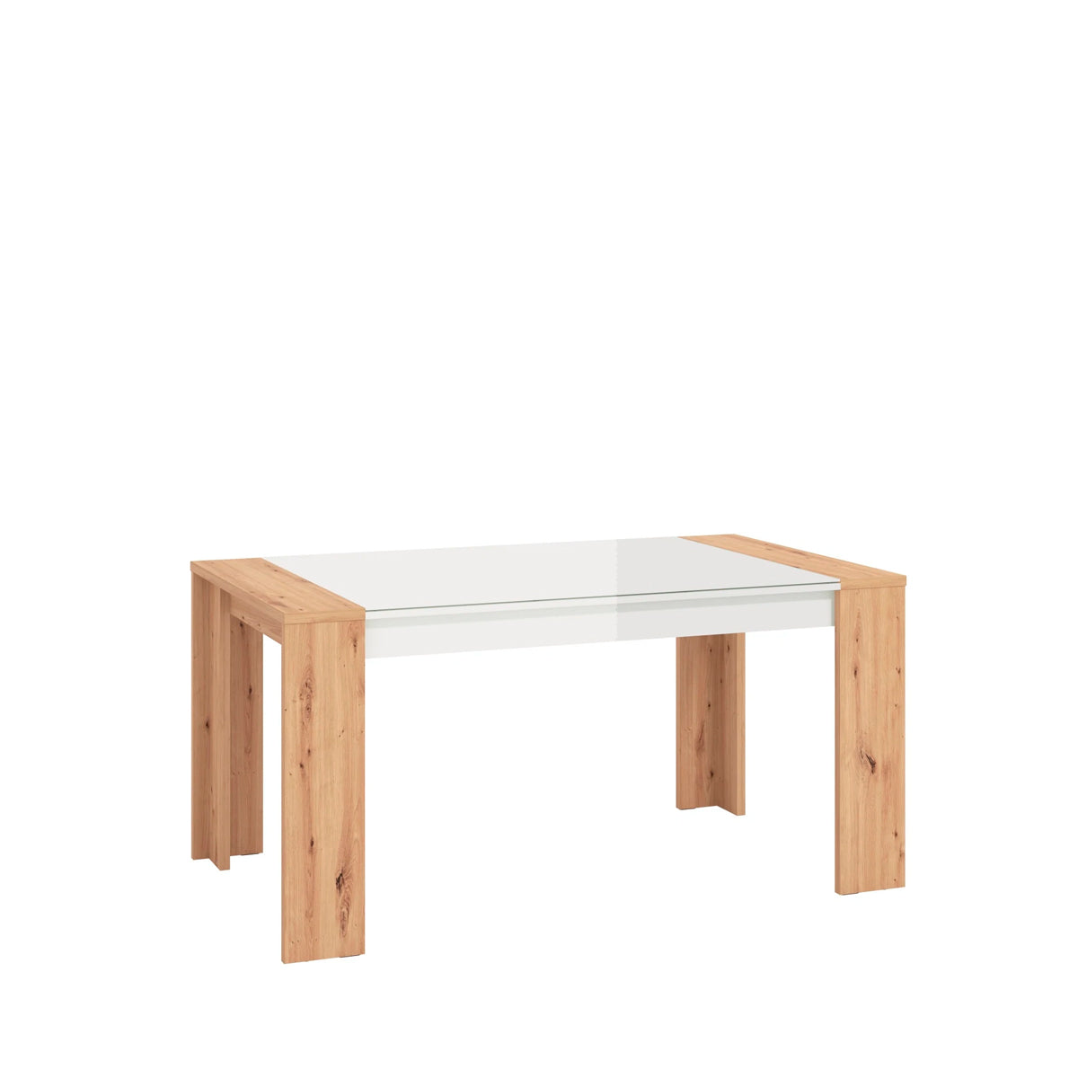 Mesa de comedor Asteria - Blanco Brillante y Color Madera - Tu Gow