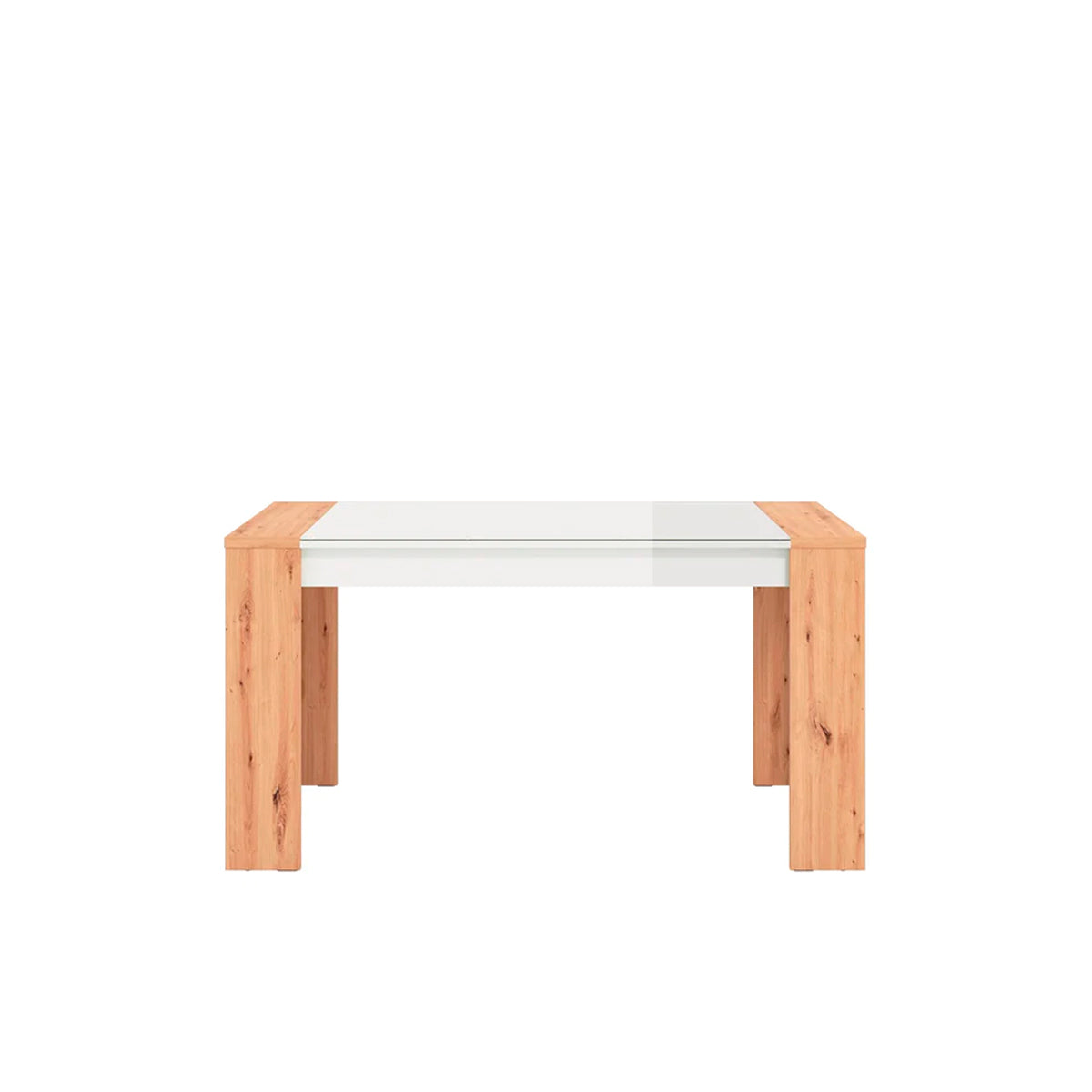 Mesa de comedor Asteria - Blanco Brillante y Color Madera - Tugow