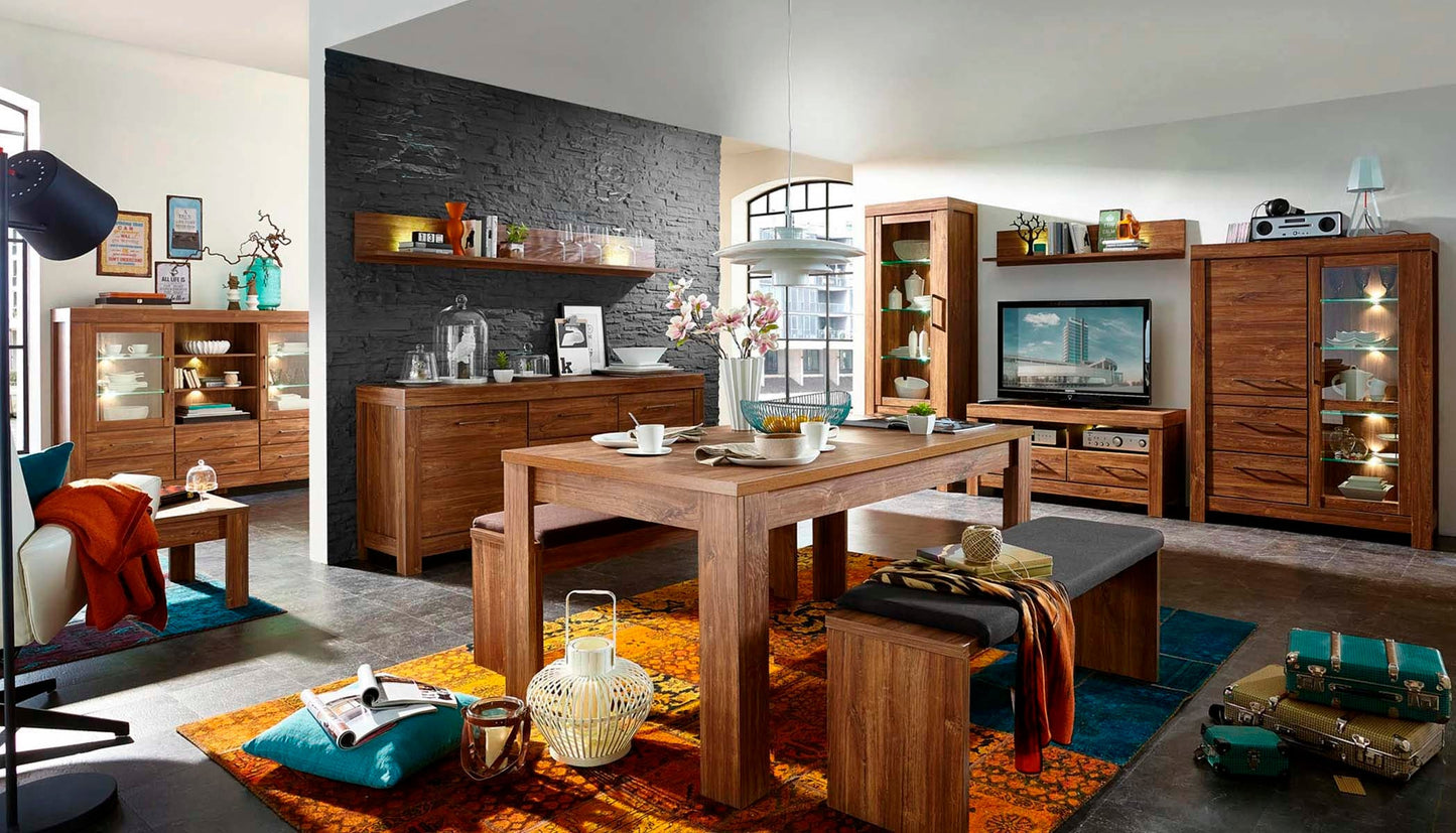 Mesa roble cognac con 2 extensiones incluidas - Tu Gow