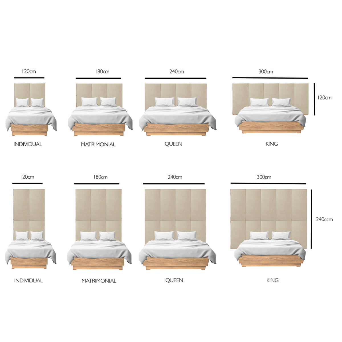 Juego de 4 paneles para cabecera modular King Size Lunaria - Beige - Tugow