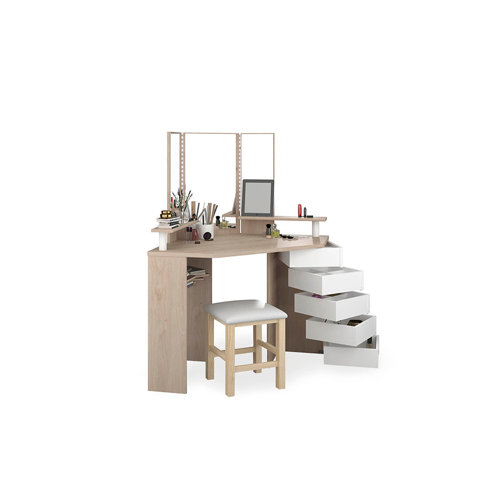 Tocador de belleza Bety - Color Madera y Blanco - Tugow