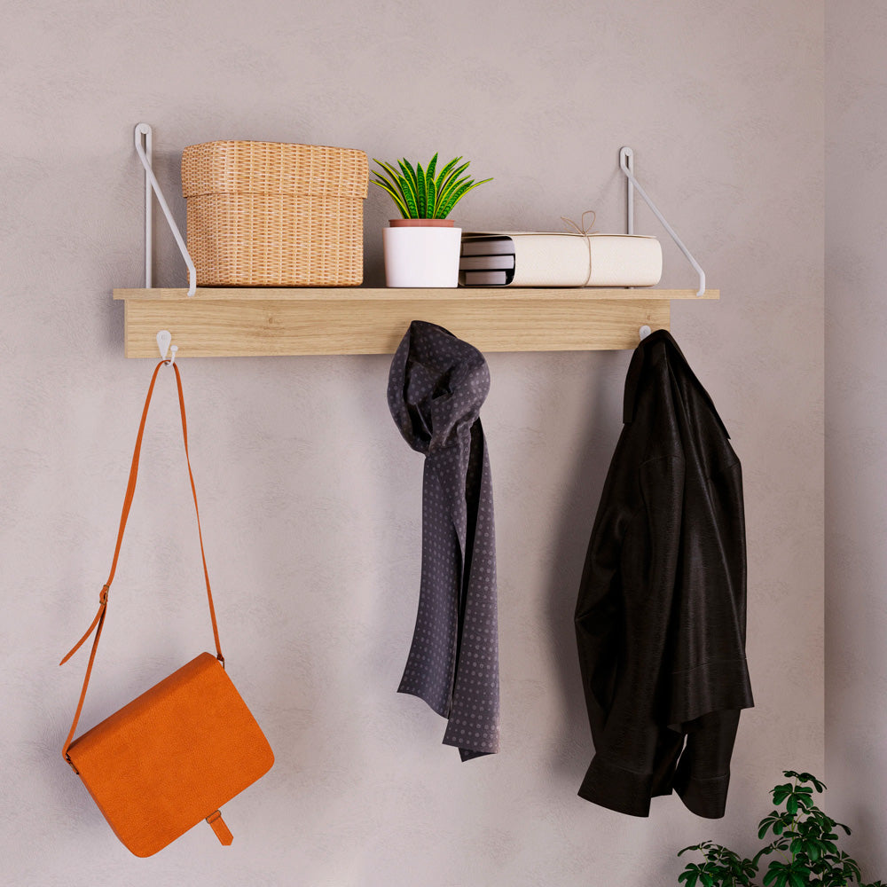 Repisa decorativa Boon - Blanco y Color Madera - Tugow