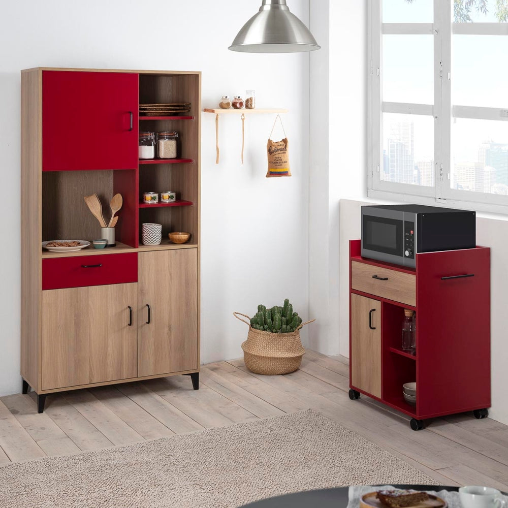 Alacena Debra - Color Madera y Rojo - Tugow