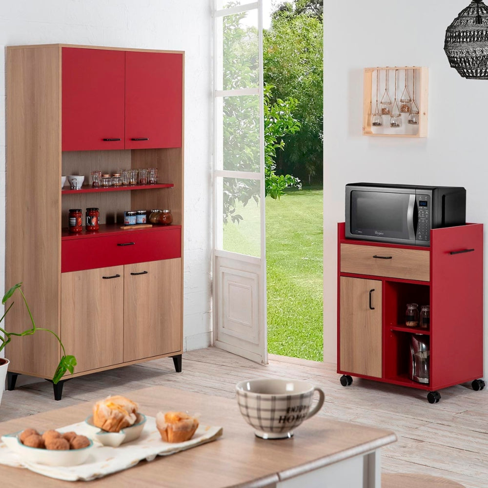 Alacena Debra - Color Madera y Rojo - Tugow