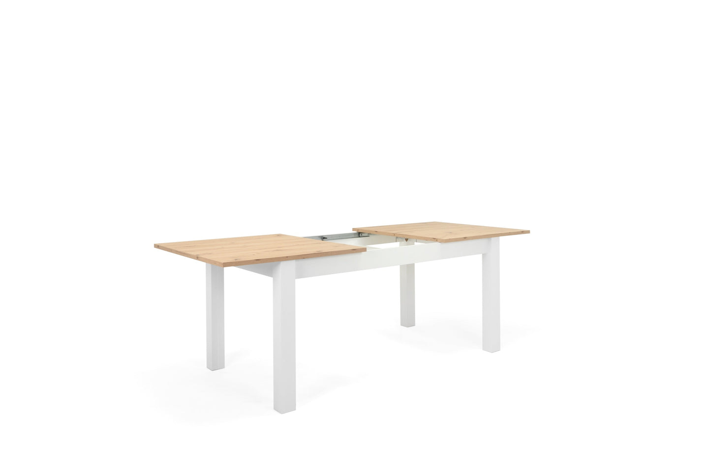 Mesa de comedor extensible Casiope - Blanco y Color Madera - Tugow