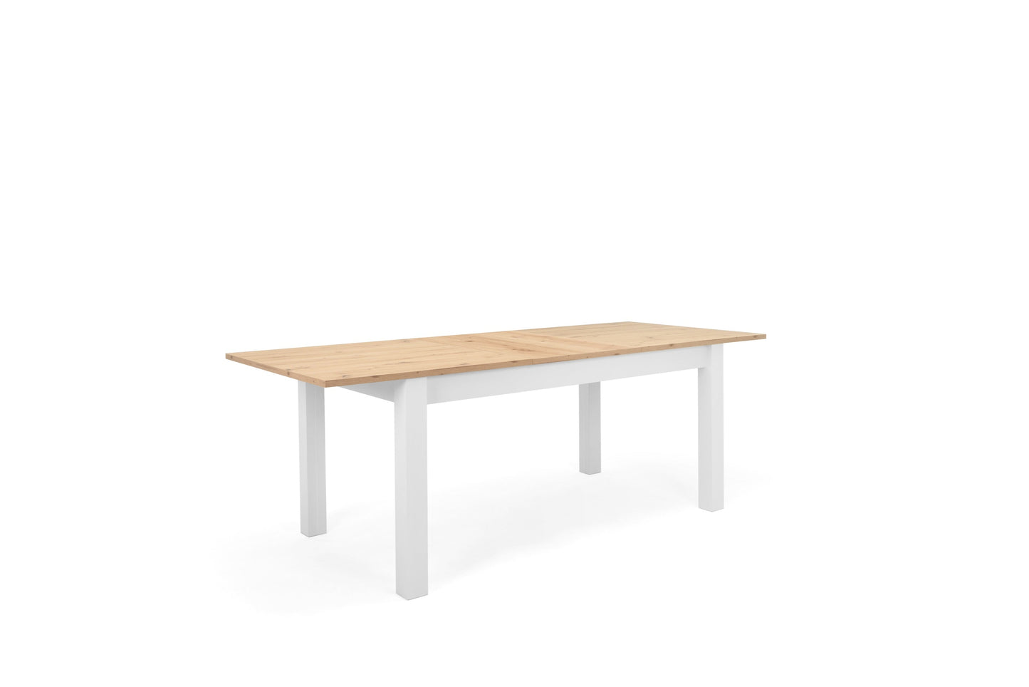 Mesa de comedor extensible Casiope - Blanco y Color Madera - Tugow