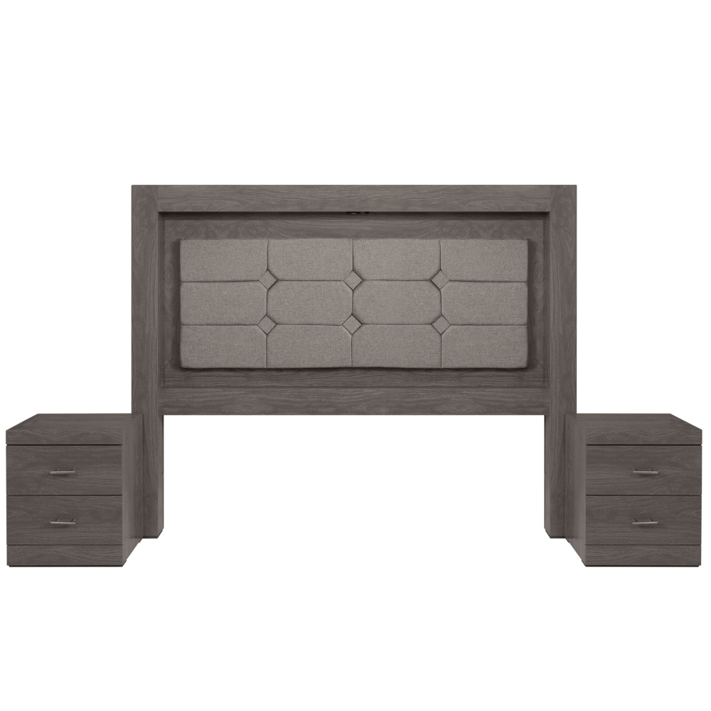 Cabecera King Size con 2 Burós Mobli - Gris