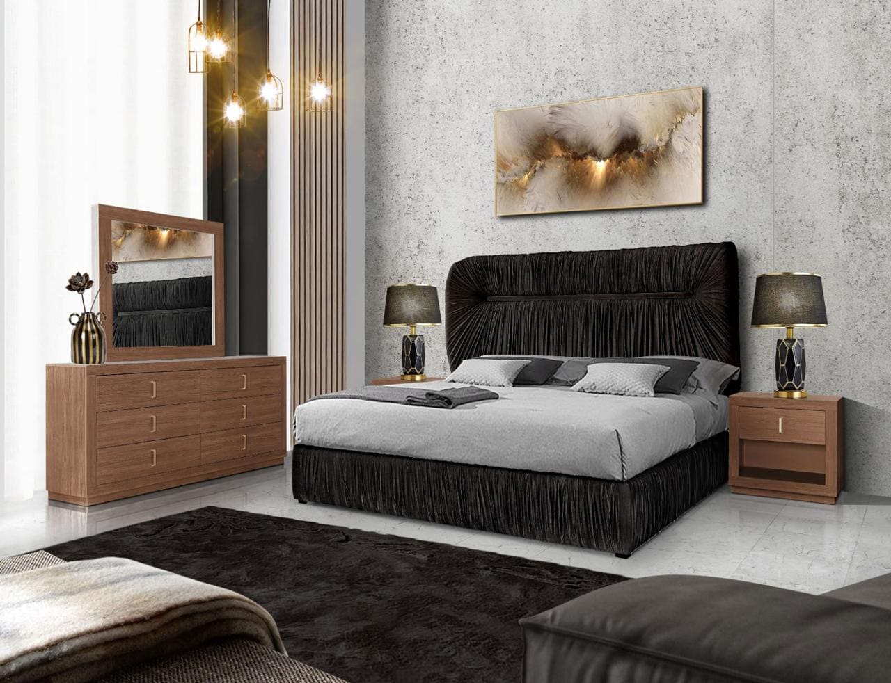 Cabecera King Size Bruna - Negro