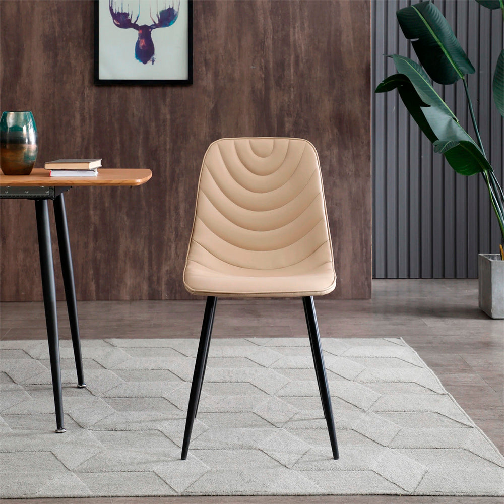 Silla de cuero Cersei - Beige y Negro - Tugow