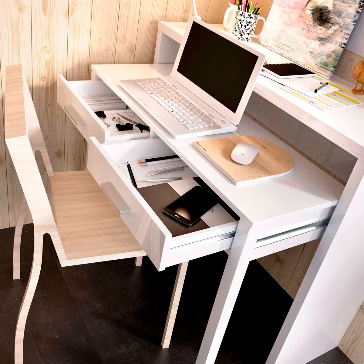 Consola Cesar convertible en escritorio - Blanco - Tu Gow