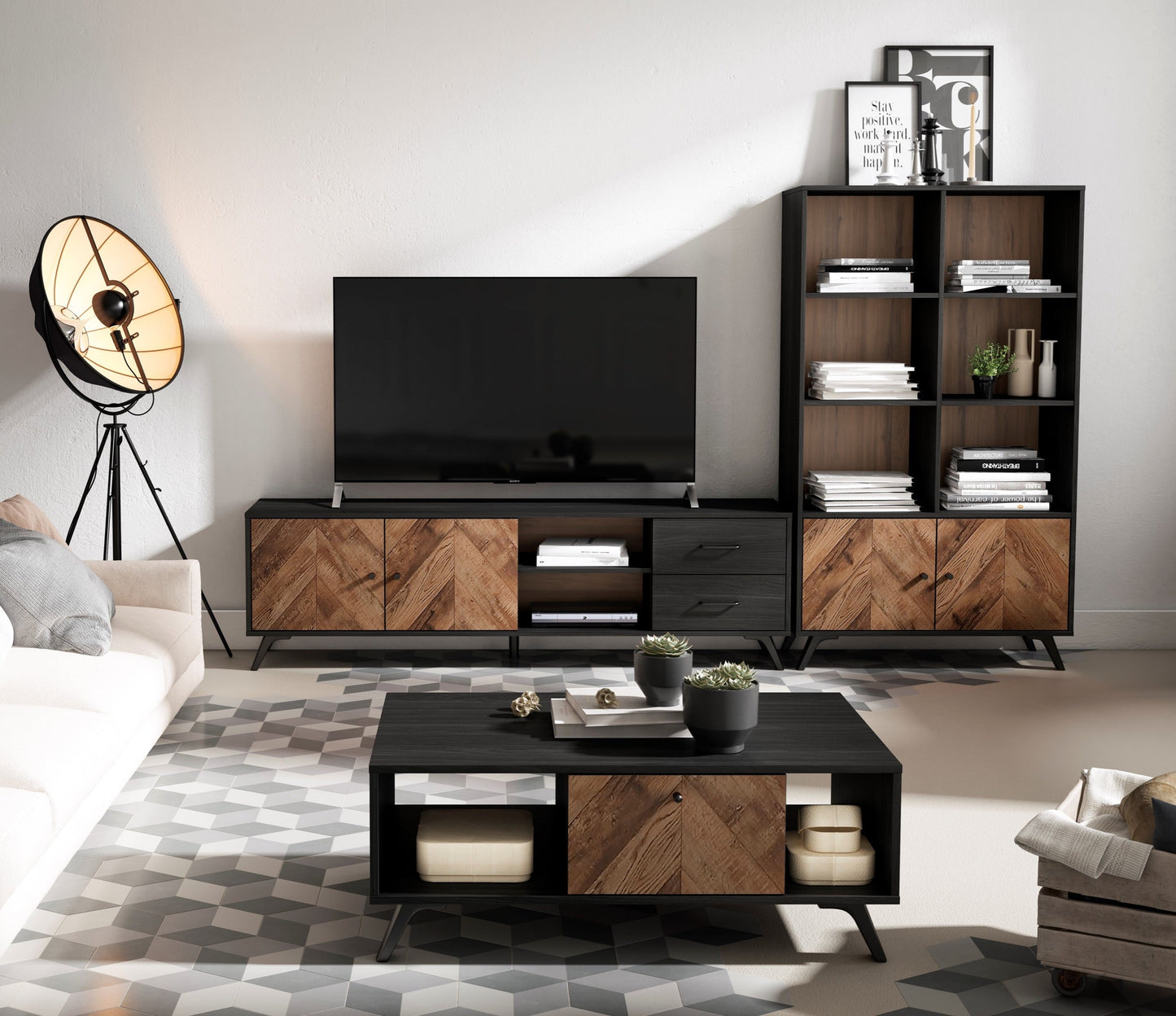 Mueble para tv Gilma - Color Madera y Negro - Tu Gow