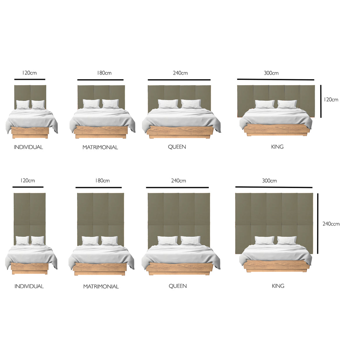 Juego de 2 paneles para cabecera modular individual Lunaria - Cocoa - Tugow