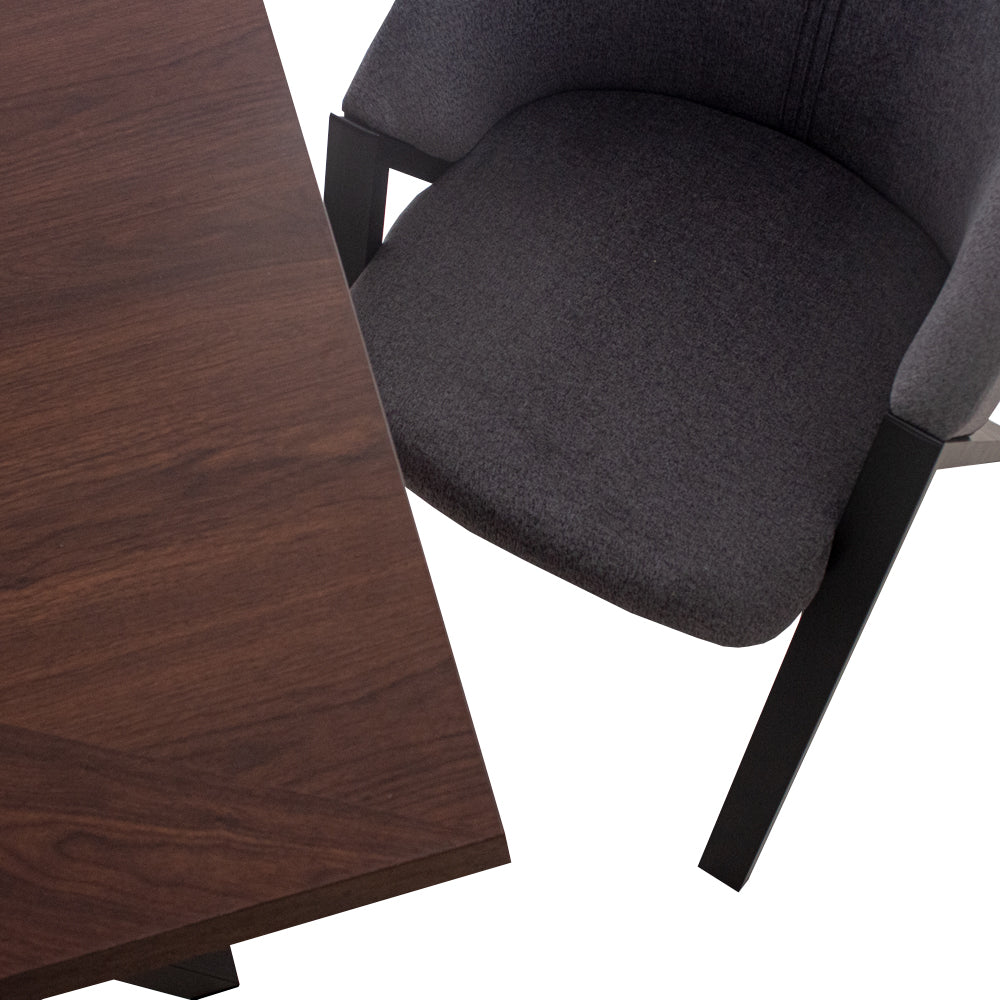 Mesa de comedor con 6 sillas - Nogal, negro y gris - Tugow