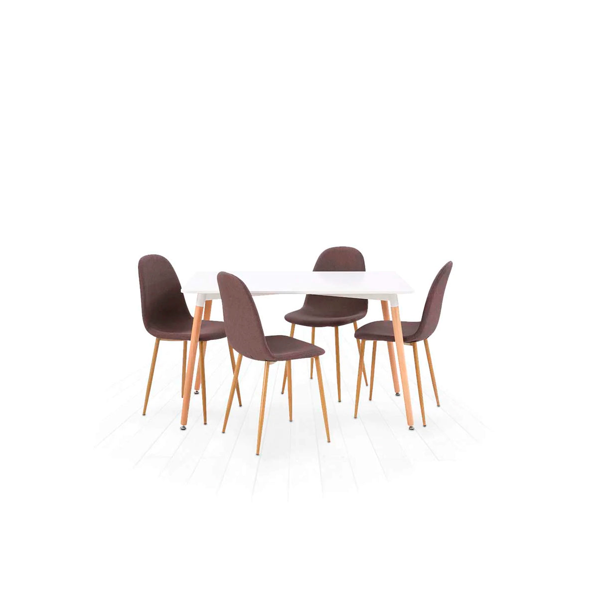 Comedor Munich con 4 sillas Oxford - Blanco y Gris - Tugow