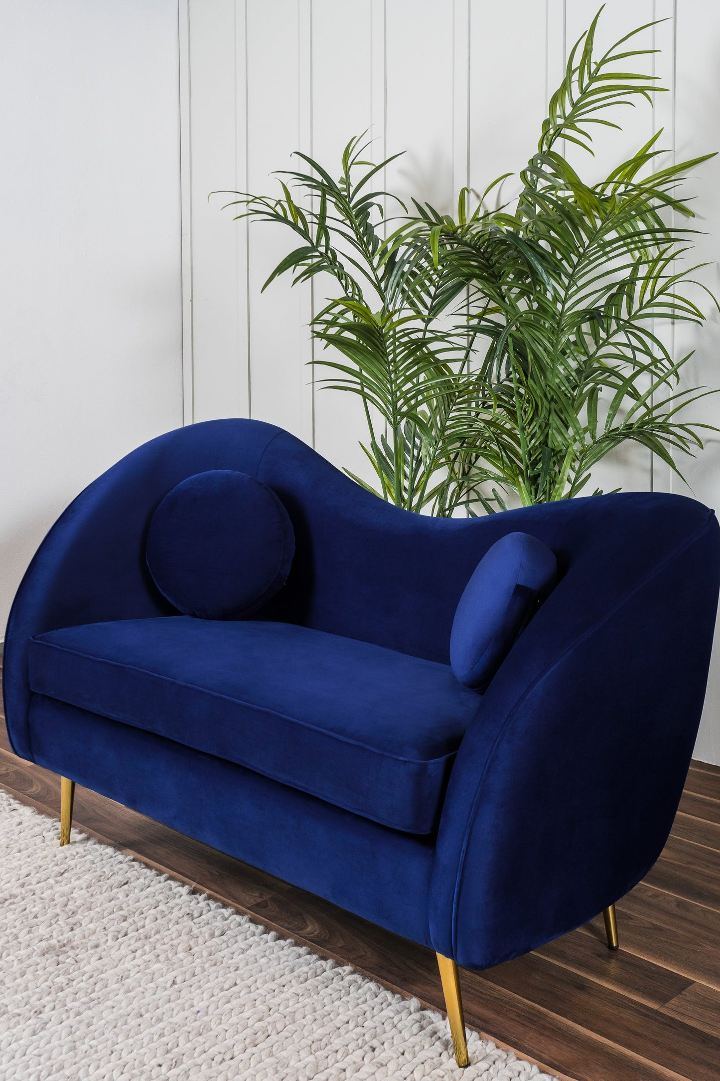 Sofá de 2 plazas terciopelo Giulia - Azul - Tugow