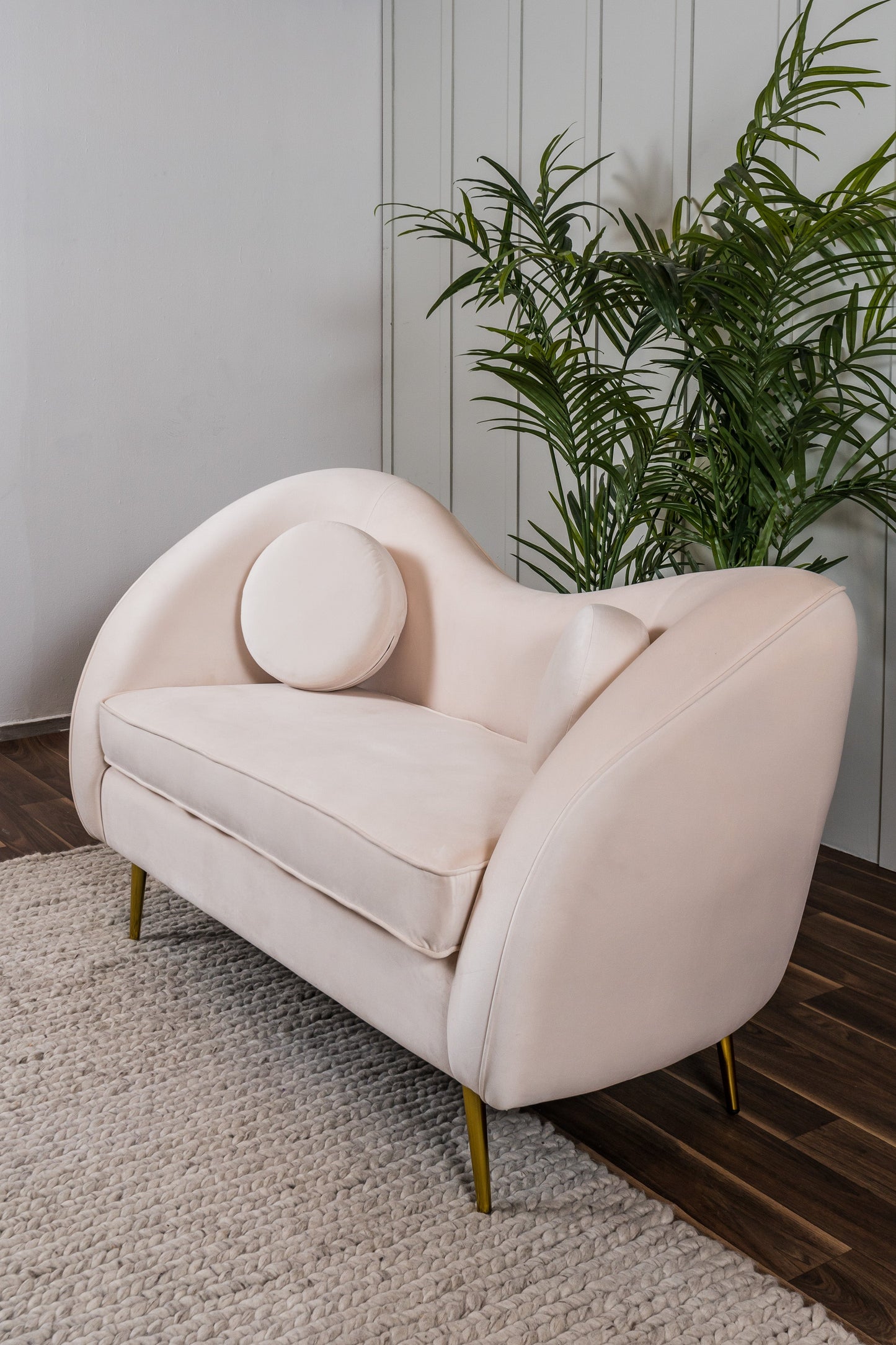 Sofá de 2 plazas terciopelo Giulia - Beige/Marfil - Tugow