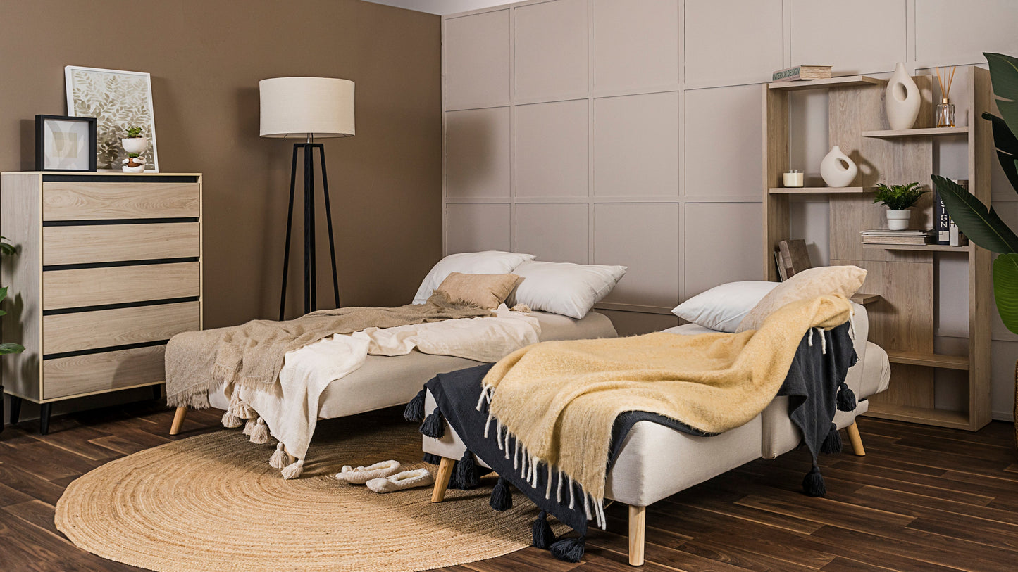 Sofá escuadra izquierda doble cama Monza - Hueso - Tugow