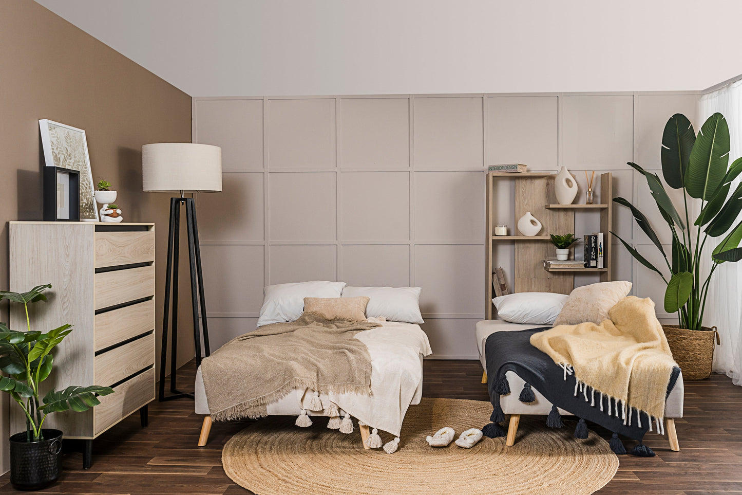Sofá escuadra izquierda doble cama Monza - Hueso - Tugow