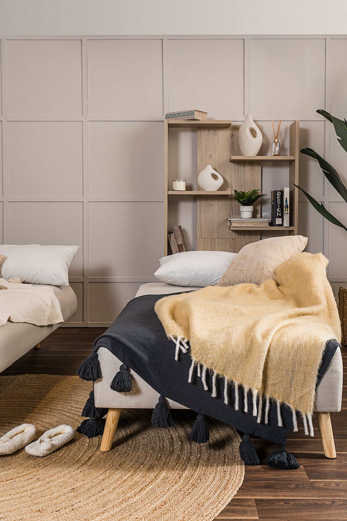 Sofá escuadra izquierda doble cama Monza - Hueso - Tugow
