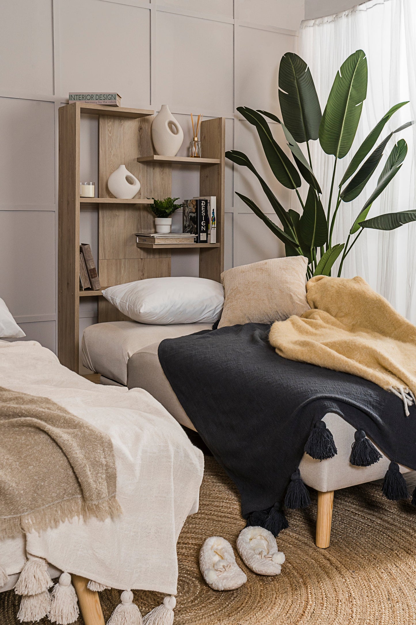 Sofá escuadra izquierda doble cama Monza - Hueso - Tugow