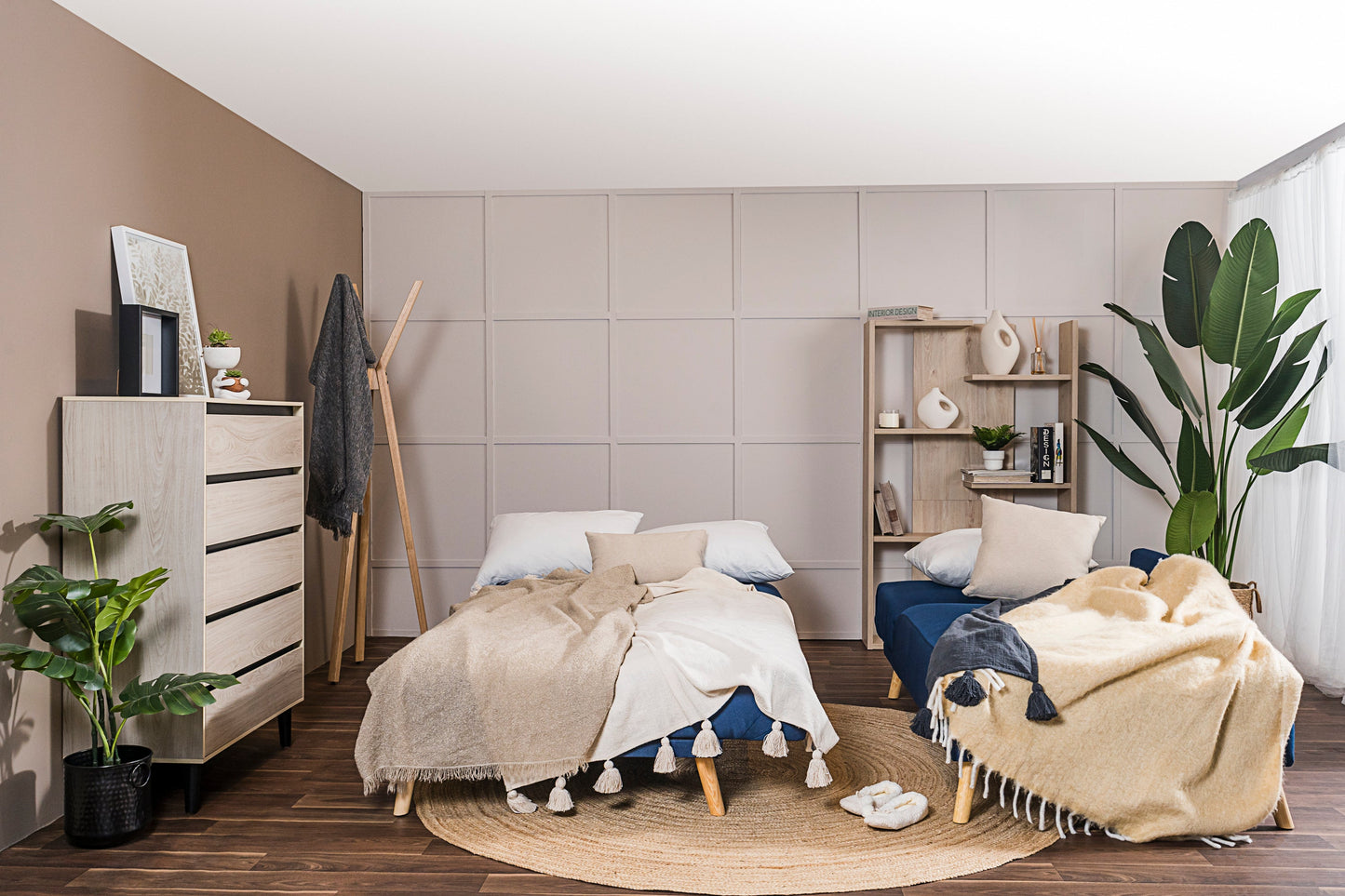 Sofá escuadra izquierda doble cama Monza - Azul - Tugow