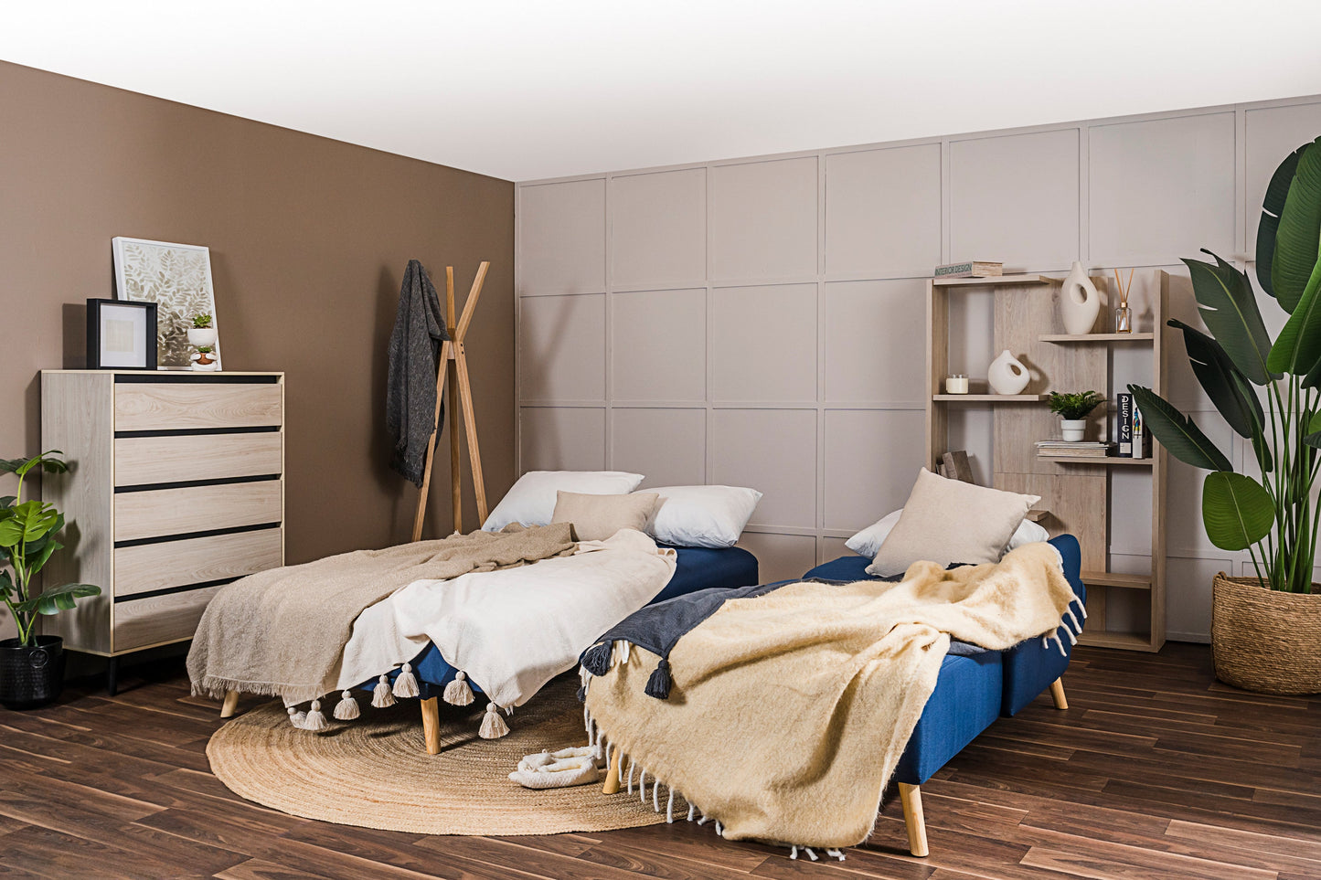 Sofá escuadra izquierda doble cama Monza - Azul - Tugow