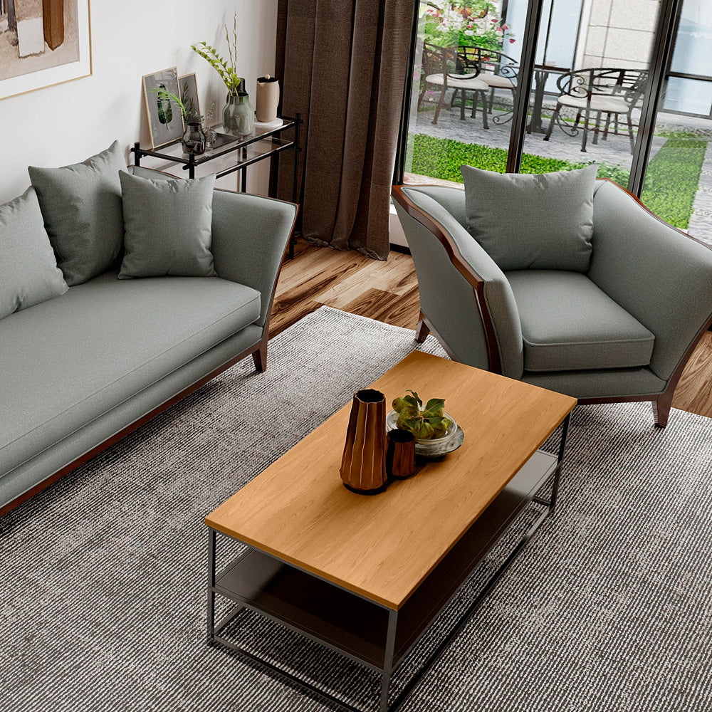 Mesa de Centro rectangular Creta - Negro y Madera - Tugow