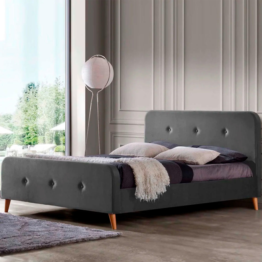 Cama matrimonial Gao - Gris Oscuro - Tugow