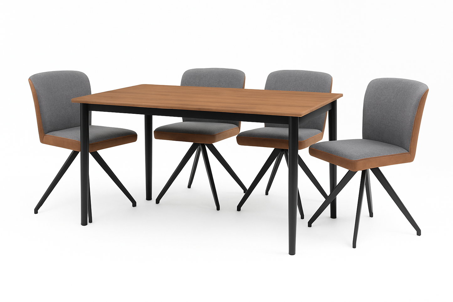 Mesa de comedor Sansa con 4 sillas Vigo - Nogal, Negro y Café
